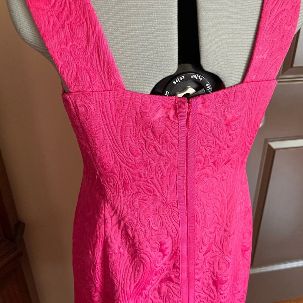 NWOT Talbots Pink Sheath Brocaded Cocktail Dress Scoop Neck Sleeveless - Picture 4 of 9